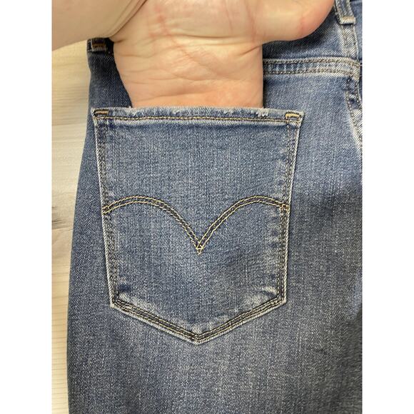 Levis 721 High Rise Skinny Jeans Womens 30 Distressed Frayed Hem Stretch Denim - Picture 8 of 15